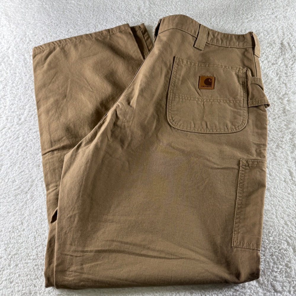 Carhartt Carpenter Workwear Pants Pockets‎ Khaki Tan Brown 40x32 Straight Leg